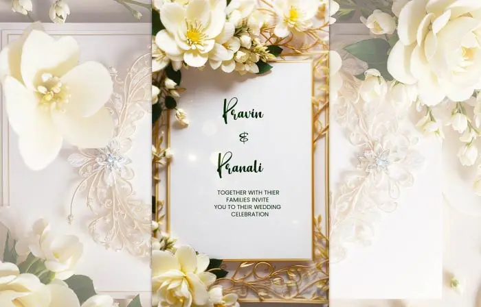 Innovative 3D Floral Wedding Digital Invitation E-Card Instagram Story